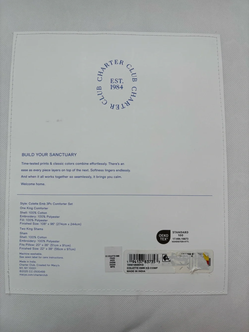 Charter Club - Colette Embroidery 3-pc Comforter Set - King